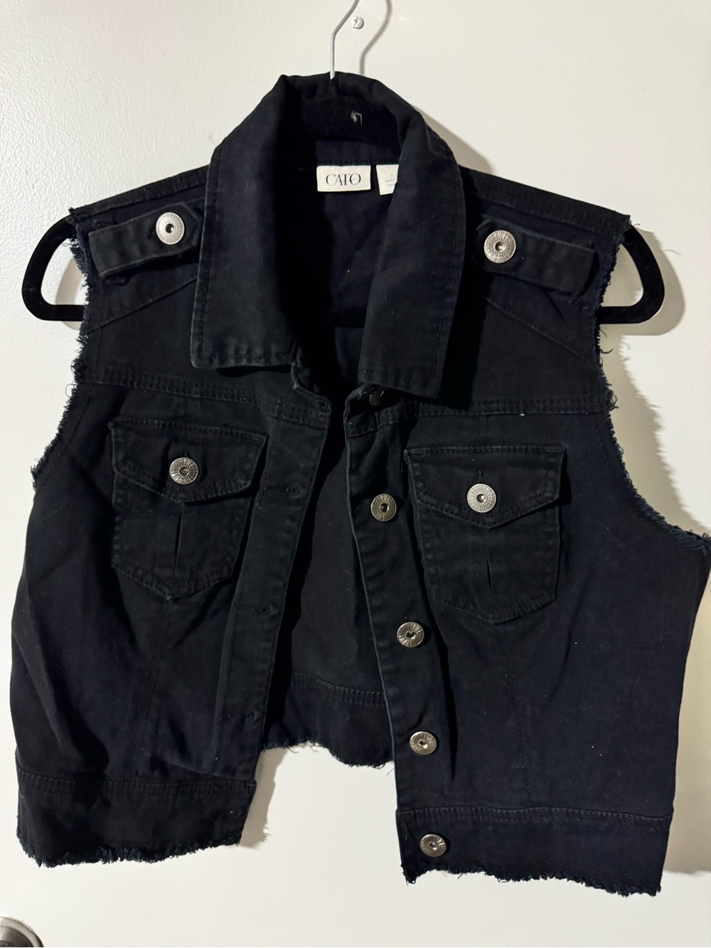 Cato Black Distressed Denim Womens Vest